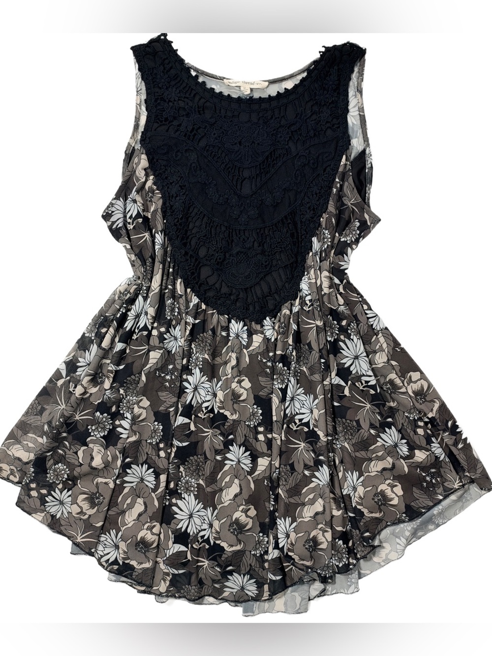 Y2K Sleeveless Black Lace Floral Tank Top